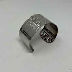 Unmarked Wide Hammered Cuff Silver Bracelet